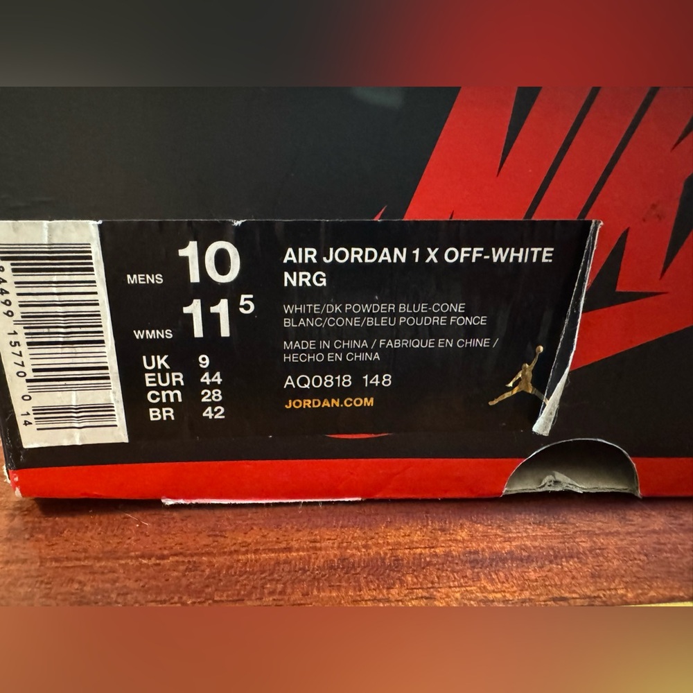 Nike Men’s Jordan 1 Off White Blue and White Sneakers - Picture 12 of 16